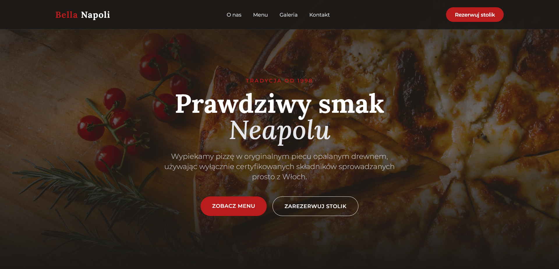 Podgląd strony pizzerii Bella Napoli